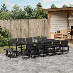 vidaXL Ensemble à manger 15 pcs - Noir textilène