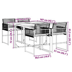 vidaXL Ensemble à manger de jardin coussins 5pcs noir résine tressée pas cher