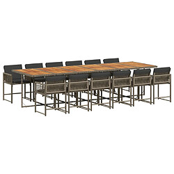 vidaXL Ensemble à manger 13 pcs - Gris résine tressée
