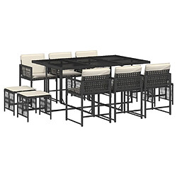 vidaXL Ensemble à manger de jardin 11 pcs - Noir