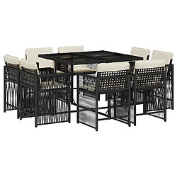 vidaXL Ensemble à Manger de Jardin - Noir Résine