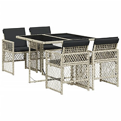 vidaXL Ensemble à manger de jardin 5 pcs - Gris clair