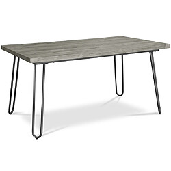ICONIK INTERIOR Table à manger rectangulaire - Style industriel - Bois et métal - 150cm - Hairpin Gris
