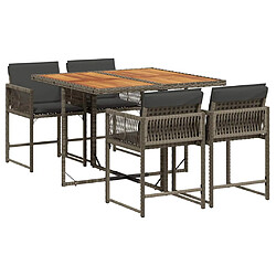 vidaXL Ensemble à manger de jardin 5 pcs - Coussins gris