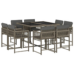 vidaXL Ensemble à dîner 9 pcs - Gris