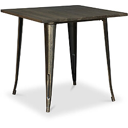 ICONIK INTERIOR Table à manger carrée - Design industriel - Bois et métal - Stylix Bronze métallisé