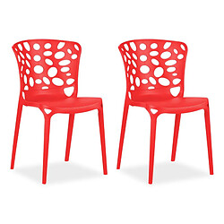 Homestyle4u Lot de 2 chaises de jardin - Rouge