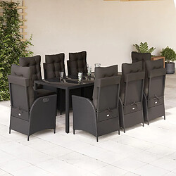 vidaXL Ensemble 9pcs Résine tressée Noir