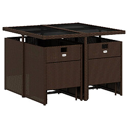 Avis vidaXL Ensemble de jardin et coussins 9 pcs - Marron