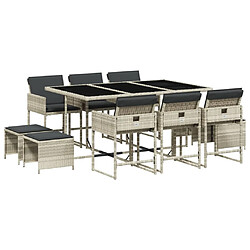 vidaXL Ensemble à manger de jardin 11 pcs - Gris