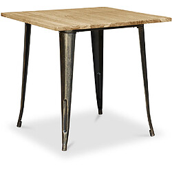 ICONIK INTERIOR Table à manger carrée industrielle - Bois et métal - Stylix Bronze métallisé