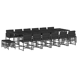 VIDAXL Ensemble à manger de jardin 17 pcs Noir