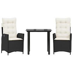 VidaXL Ensemble à manger 3 pcs - Noir