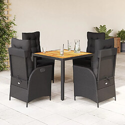 Vidaxl Ensemble à manger de jardin 5 pcs - Noir résine tressée