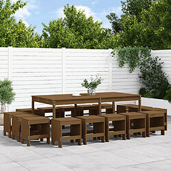 vidaXL Ensemble à manger de jardin 17 pcs marron miel
