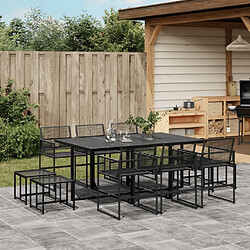 vidaXL Ensemble à manger de jardin 11 pcs - Noir