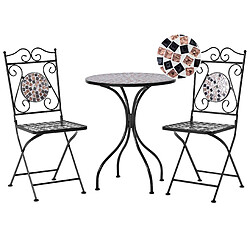 Beliani CARPINO Set de bistrot - Table en métal et mosaïque - Chaises pliantes - Style rétro