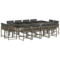 vidaXL Ensemble à manger 13 pcs - Gris