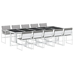 vidaXL Ensemble à manger de jardin 11 pcs blanc
