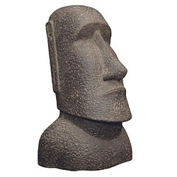 Jardinex Statue Île de Paques - Gris anthracite Sculpture extérieure - Sable basanite - Hauteur 30 cm - Patine évolutive