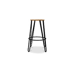 Acheter ICONIK INTERIOR Tabouret rond - Design industriel - Bois et métal - 66cm - Hairpin Noir