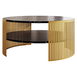 BestMobilier Cruz Table basse effet marbre 75 cm - Noir/Doré