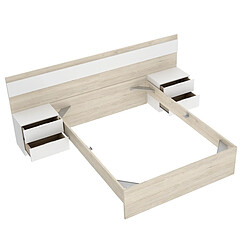 Pegane Tête de lit avec chevets - Blanc