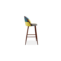 ICONIK INTERIOR Tabouret Rembourré en Patchwork - Style Scandinave - Ray Multicolore pas cher