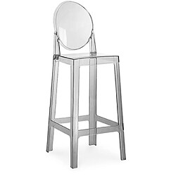 ICONIK INTERIOR Tabouret de bar avec dossier - Design transparent - 75cm - Victoria Queen Gris transparent