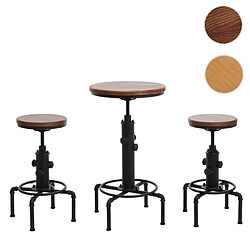 Mendler Ensemble bar table et 2 tabourets - Marron