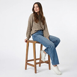 Avis ICONIK INTERIOR Tabouret en bois - Design Boho Bali - Cuir - Recia Marron