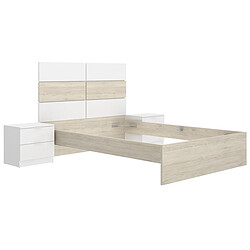 Pegane Tête de lit avec chevets - Blanc