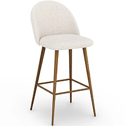 ICONIK INTERIOR Tabouret tapissé en tissu bouclé - Design scandinave - Evelyne Blanc