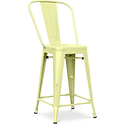 ICONIK INTERIOR Tabouret de bar avec dossier - design industriel - 60cm - Stylix Jaune pâle