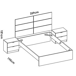 Pegane Tête de lit avec chevets - Blanc