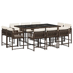 VIDAXL Ensemble à manger de jardin 11 pcs - Marron