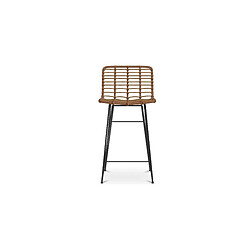ICONIK INTERIOR Tabouret de bar en osier - Boho Bali Design -65cm - Catori Noir pas cher