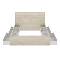 Pegane Ensemble tête de lit + 2 chevets - Blanc et chêne