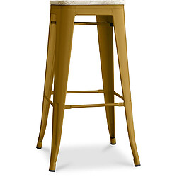 ICONIK INTERIOR Tabouret de bar - Design industriel - Bois et acier - 76cm - Nouvelle édition - Stylix Doré