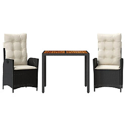 VIDAXL Ensemble à manger 3 pcs noir