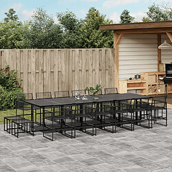 vidaXL Ensemble à manger de jardin 17 pcs noir