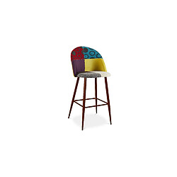 Acheter ICONIK INTERIOR Tabouret Rembourré en Patchwork - Style Scandinave - Ray Multicolore