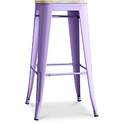 ICONIK INTERIOR Tabouret de Bar - Design Industriel - Acier & Bois - 76cm - Stylix Violet pastel