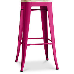 ICONIK INTERIOR Tabouret de bar - Design industriel - Bois et acier - 76cm - Nouvelle édition - Stylix Fuchsia