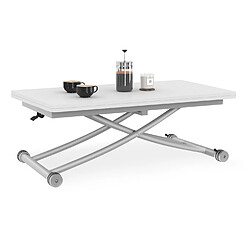 Idmarket Urbana - Table basse 2-en-1 relevable - Blanc/Chrome