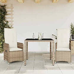 vidaXL Ensemble de bistro de jardin 3 pièces - Beige