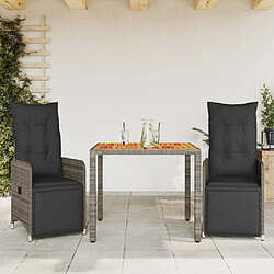 vidaXL Ensemble de Bistro de Jardin 3 pcs - Gris Poly Rotin