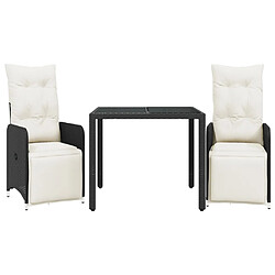 vidaXL Ensemble de bistro de jardin - Noir Poly Rotin