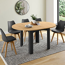 Idmarket MARKET Table DONA ronde noir/bois - 120-160 cm