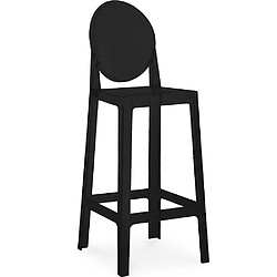 ICONIK INTERIOR Tabouret de bar avec dossier - Design transparent - 75cm - Victoria Queen Noir